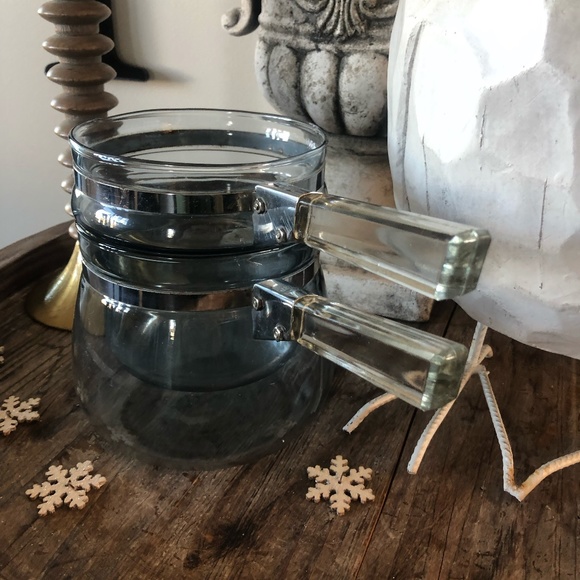 Pyrex Kitchen Vintage Pyrex Flameware Blue Tint Glass Double Boiler